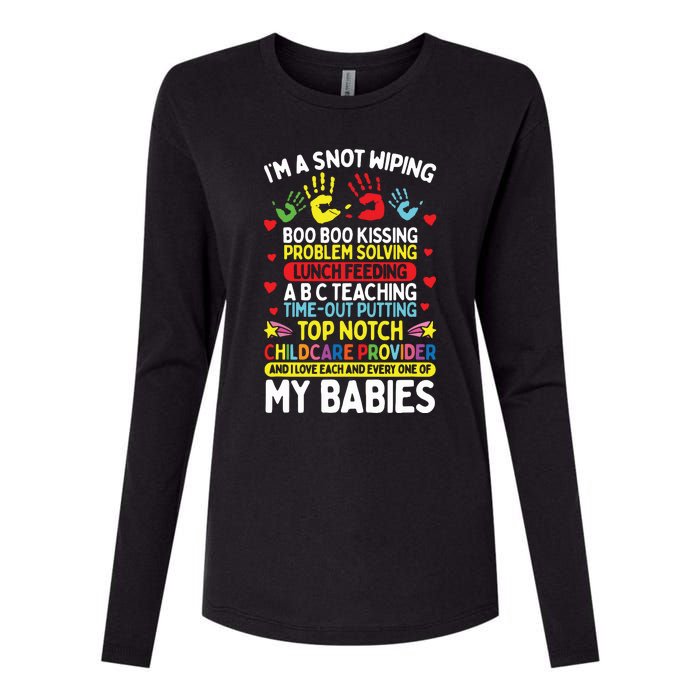 Daycare Provider Boo Boo Kissing Care Childcare Teacher Womens Cotton Relaxed Long Sleeve T-Shirt