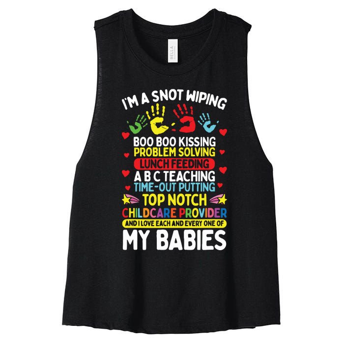 Daycare Provider Boo Boo Kissing Care Childcare Teacher Women's Racerback Cropped Tank