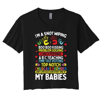 Daycare Provider Boo Boo Kissing Care Childcare Teacher Women's Crop Top Tee