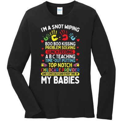 Daycare Provider Boo Boo Kissing Care Childcare Teacher Ladies Long Sleeve Shirt