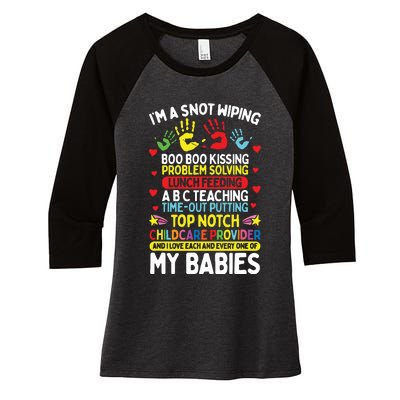 Daycare Provider Boo Boo Kissing Care Childcare Teacher Women's Tri-Blend 3/4-Sleeve Raglan Shirt