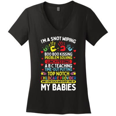 Daycare Provider Boo Boo Kissing Care Childcare Teacher Women's V-Neck T-Shirt