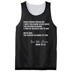 Dear Person Behind Me I Hope You Know Jesus Loves You Mesh Reversible Basketball Jersey Tank