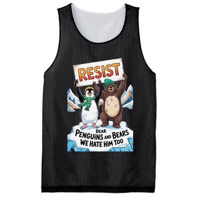 DEAR PENGUINS BEARS WE HATE HIM TOO NO TARIFFS RESIST Mesh Reversible Basketball Jersey Tank