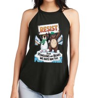 DEAR PENGUINS BEARS WE HATE HIM TOO NO TARIFFS RESIST Women's Perfect Tri Rocker Tank