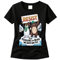 DEAR PENGUINS BEARS WE HATE HIM TOO NO TARIFFS RESIST Womens T-Shirt