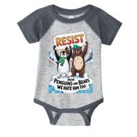 DEAR PENGUINS BEARS WE HATE HIM TOO NO TARIFFS RESIST Infant Baby Jersey Bodysuit