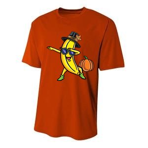 Dabbing Pilgrim Banana Thanksgiving Cute Gift Performance Sprint T-Shirt