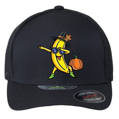 Dabbing Pilgrim Banana Thanksgiving Cute Gift Flexfit Unipanel Trucker Cap