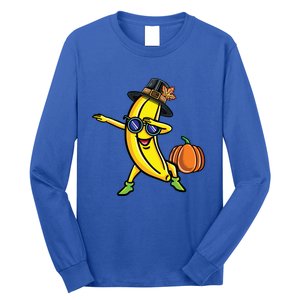 Dabbing Pilgrim Banana Thanksgiving Cute Gift Long Sleeve Shirt