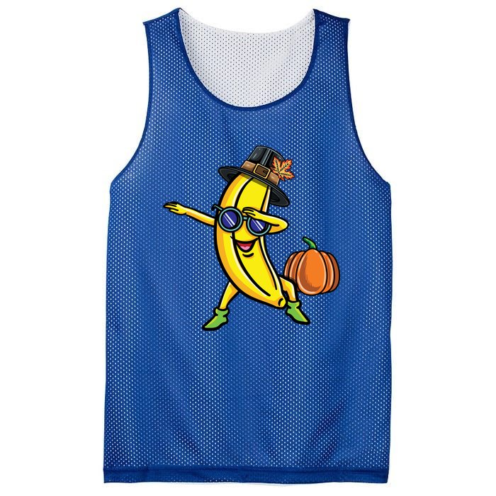 Dabbing Pilgrim Banana Thanksgiving Cute Gift Mesh Reversible Basketball Jersey Tank