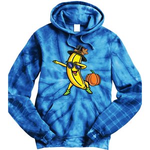 Dabbing Pilgrim Banana Thanksgiving Cute Gift Tie Dye Hoodie