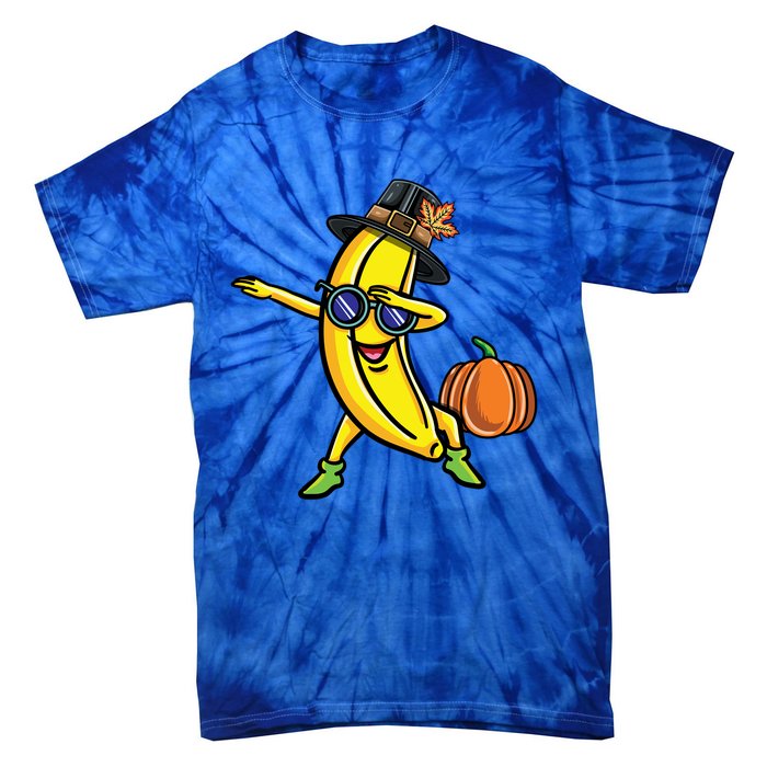 Dabbing Pilgrim Banana Thanksgiving Cute Gift Tie-Dye T-Shirt