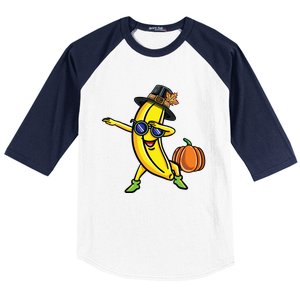 Dabbing Pilgrim Banana Thanksgiving Cute Gift Baseball Sleeve Shirt