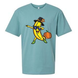 Dabbing Pilgrim Banana Thanksgiving Cute Gift Sueded Cloud Jersey T-Shirt