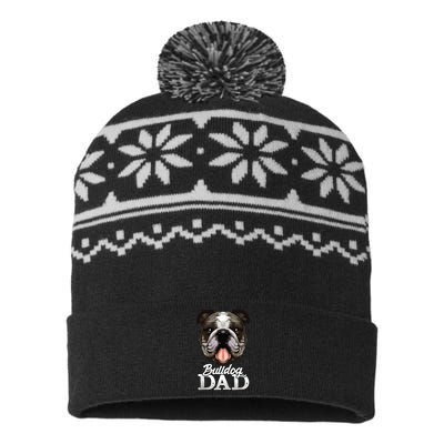 Dog Papa Bulldog Dad Gifts English Bulldog Gifts USA-Made Snowflake Beanie