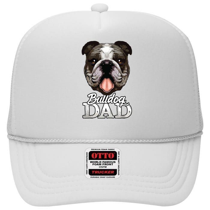 Dog Papa Bulldog Dad Gifts English Bulldog Gifts High Crown Mesh Back Trucker Hat