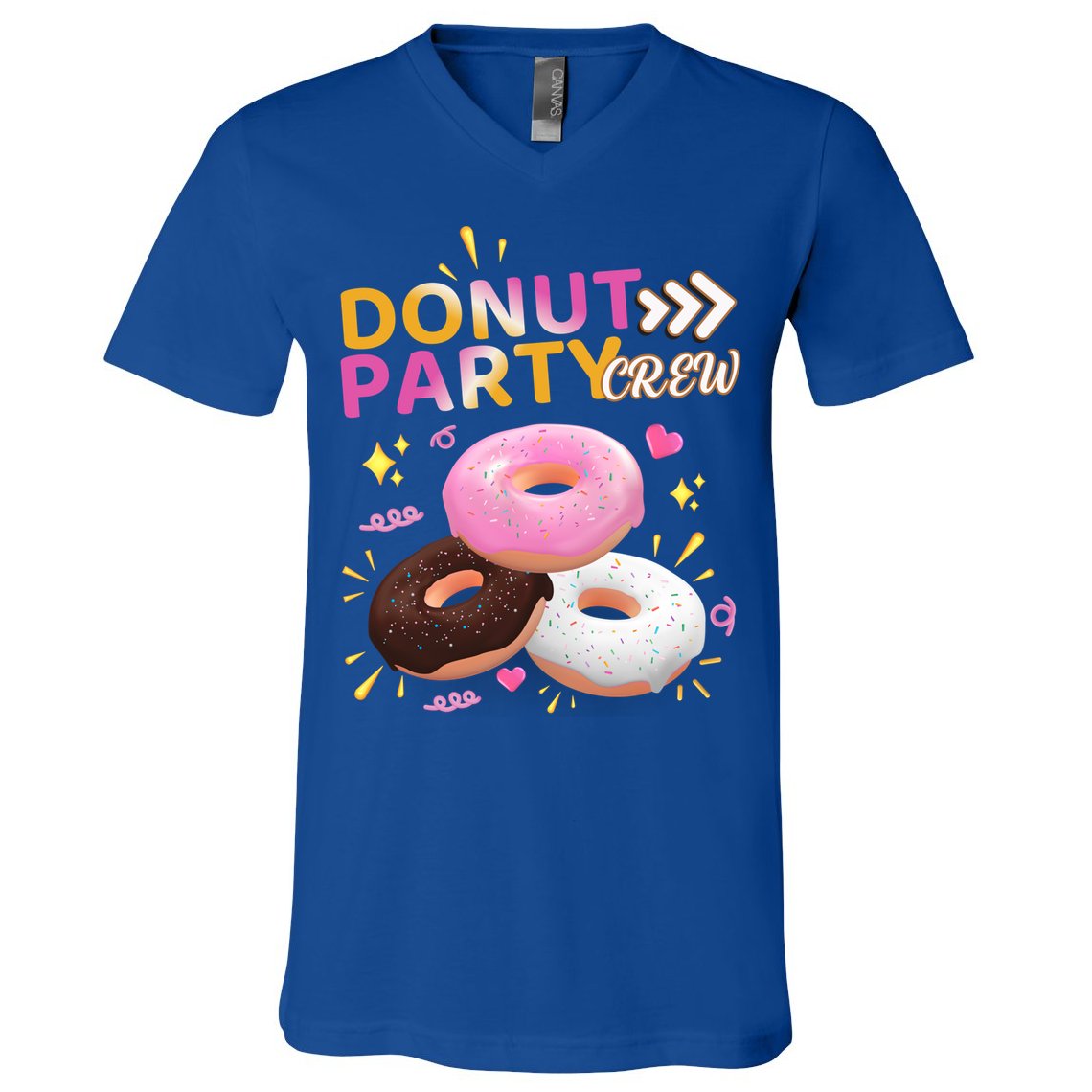Donut Party Crew Family Matching Friends Donut Lover Funny Funny Gift V-Neck T-Shirt