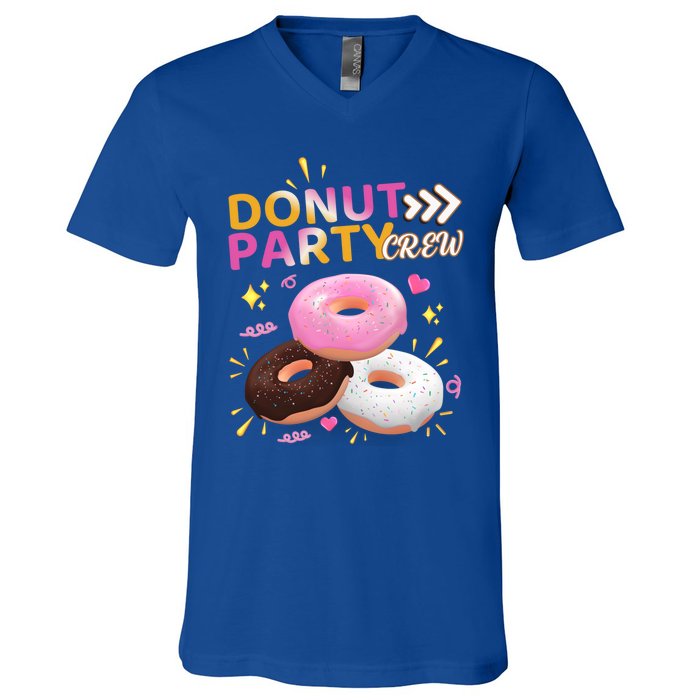 Donut Party Crew Family Matching Friends Donut Lover Funny Funny Gift V-Neck T-Shirt