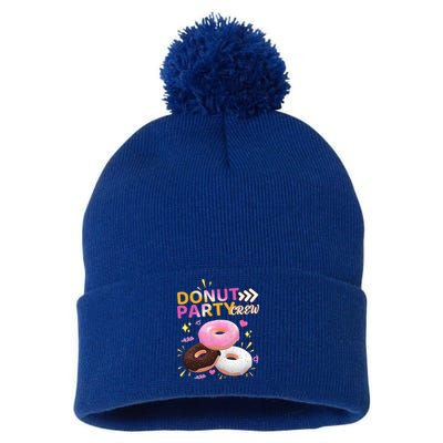 Donut Party Crew Family Matching Friends Donut Lover Funny Funny Gift Pom Pom 12in Knit Beanie