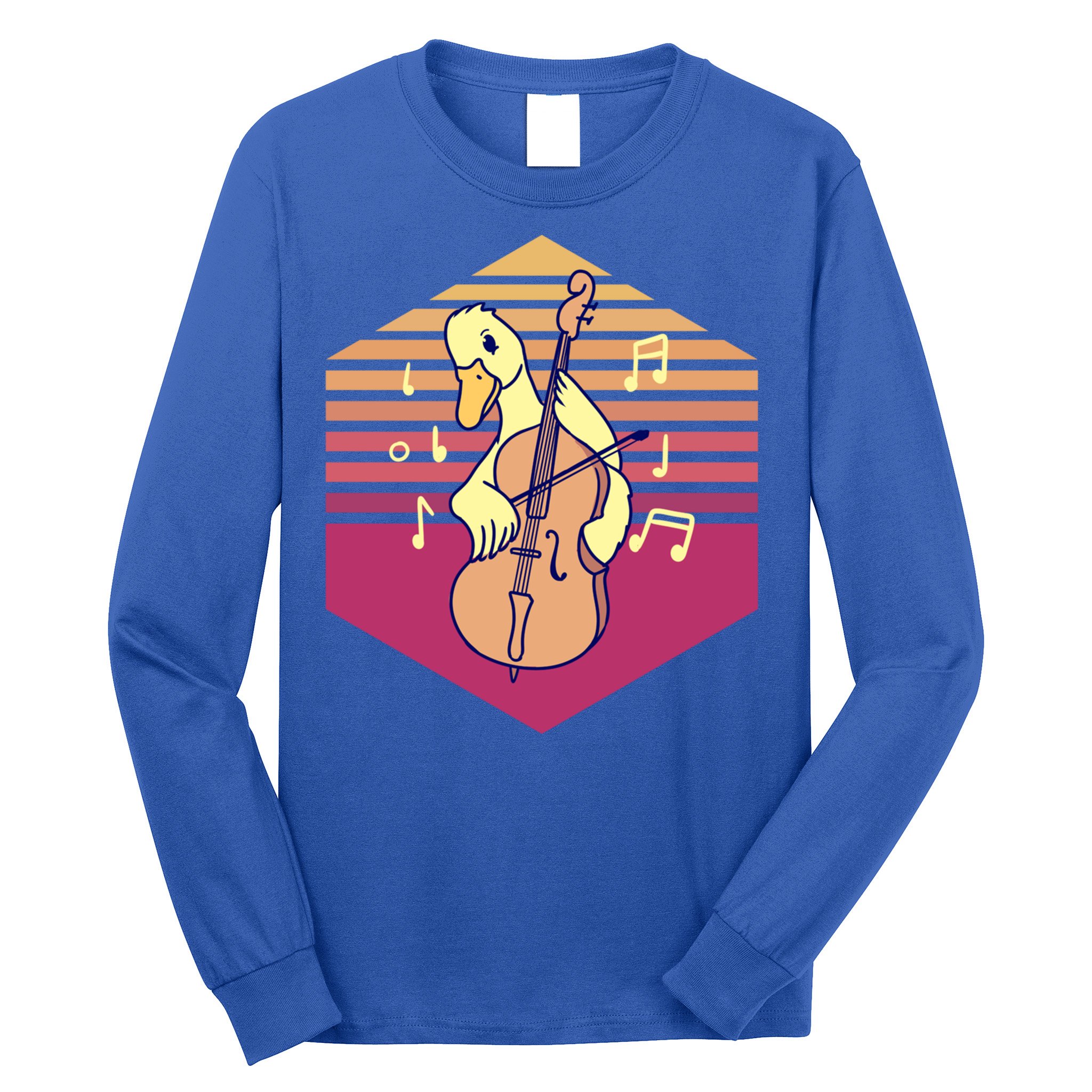 Duck Playing Cello Vintage Gift Long Sleeve Shirt