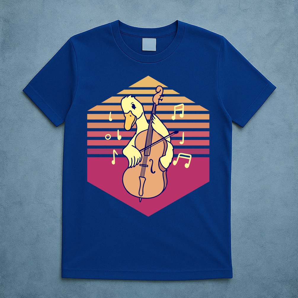 Duck Playing Cello Vintage Gift T-Shirt