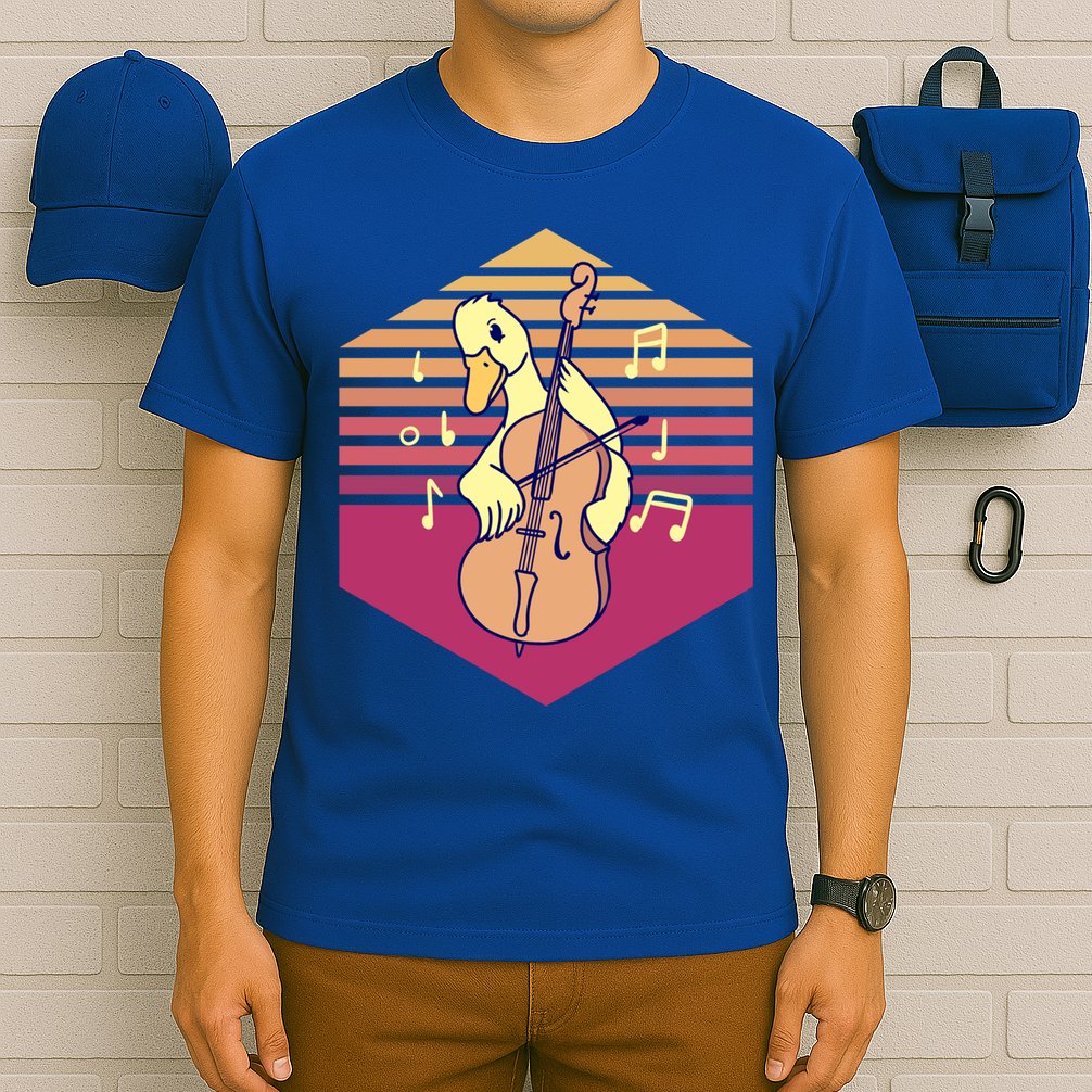 Duck Playing Cello Vintage Gift T-Shirt