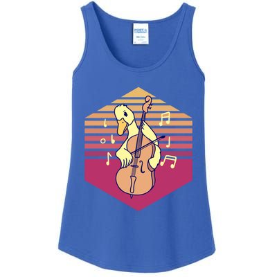 Duck Playing Cello Vintage Gift Ladies Essential Tank