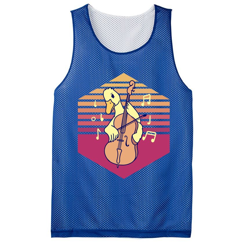 Duck Playing Cello Vintage Gift Mesh Reversible Basketball Jersey Tank