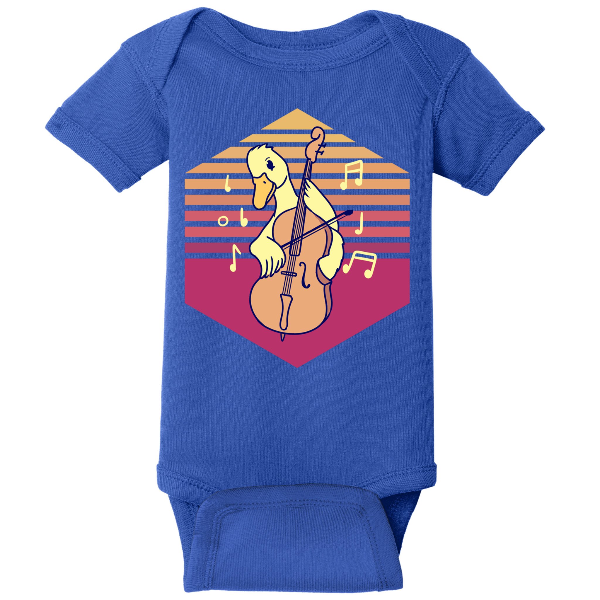 Duck Playing Cello Vintage Gift Baby Bodysuit