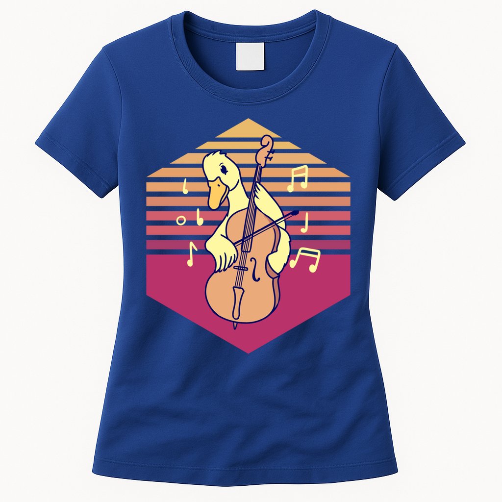 Duck Playing Cello Vintage Gift Womens T-Shirt