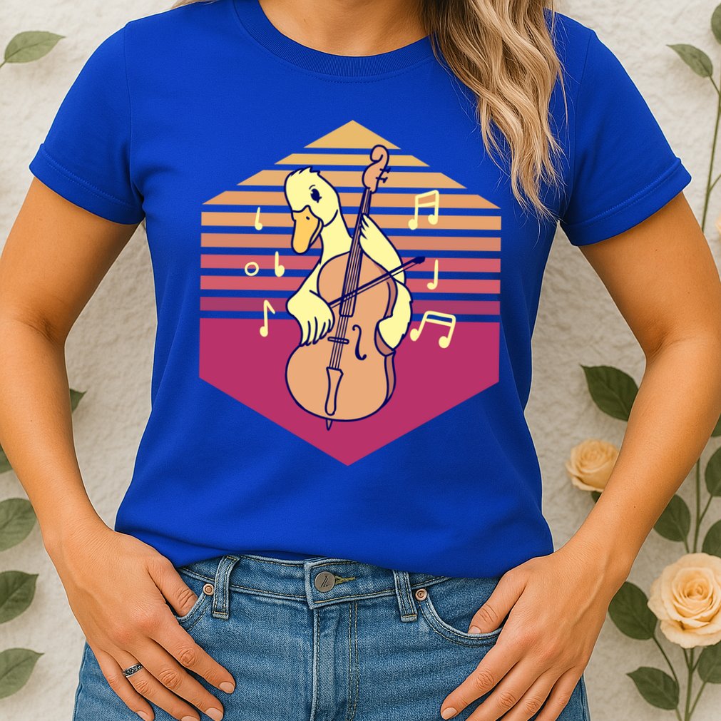 Duck Playing Cello Vintage Gift Womens T-Shirt