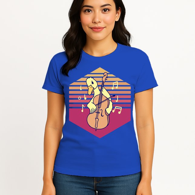 Duck Playing Cello Vintage Gift Womens T-Shirt