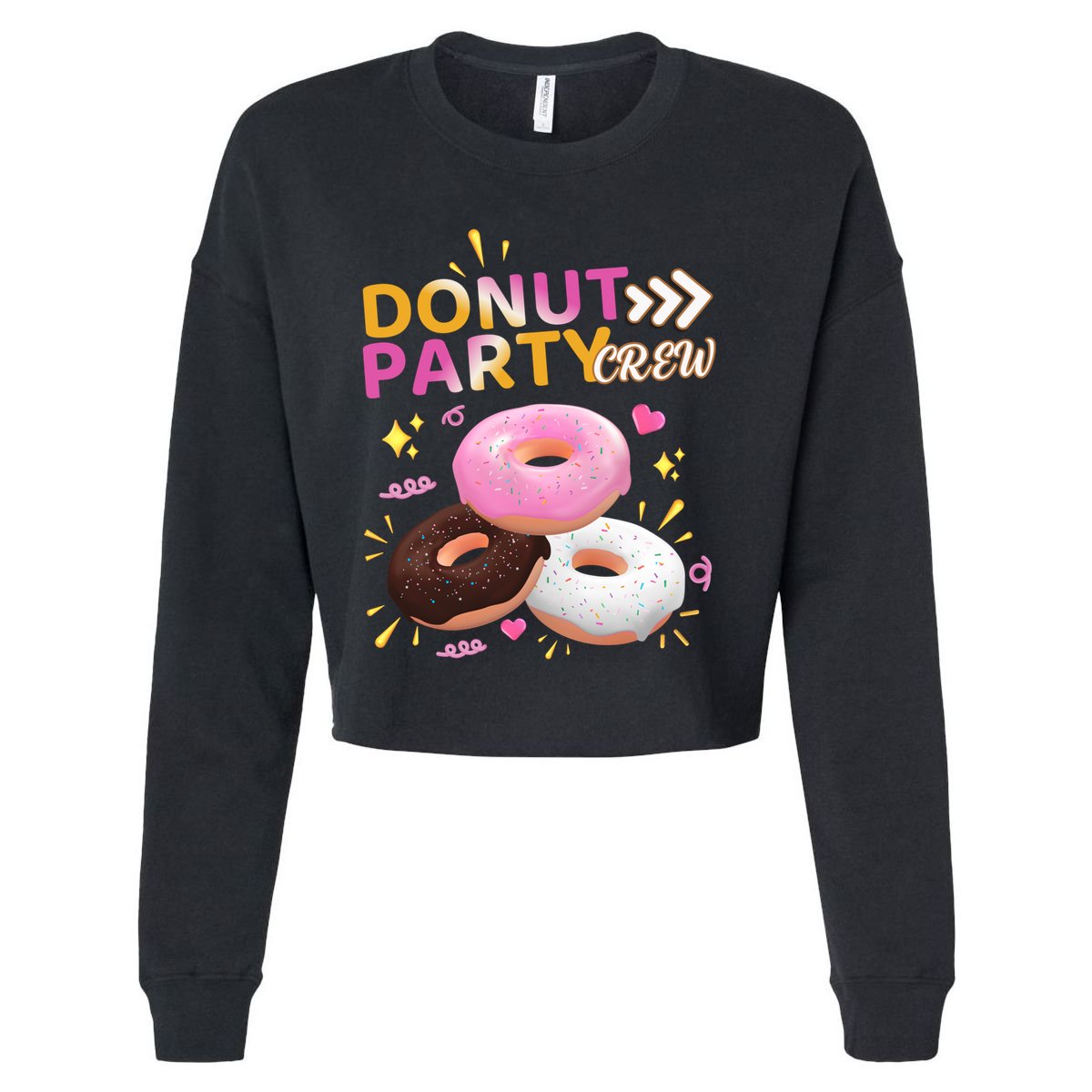Donut Party Crew Family Matching Friends Donut Lover Funny Gift Cropped Pullover Crew