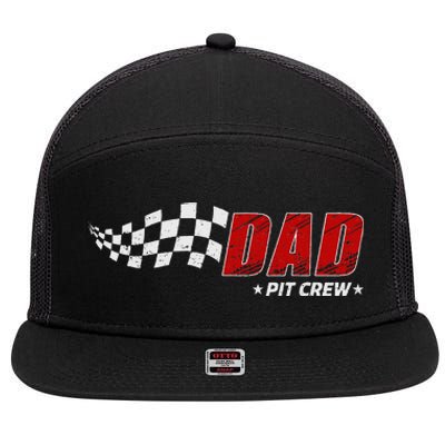 Dad Pit Crew Race Car Birthday Family Matching Pit Crew 7 Panel Mesh Trucker Snapback Hat