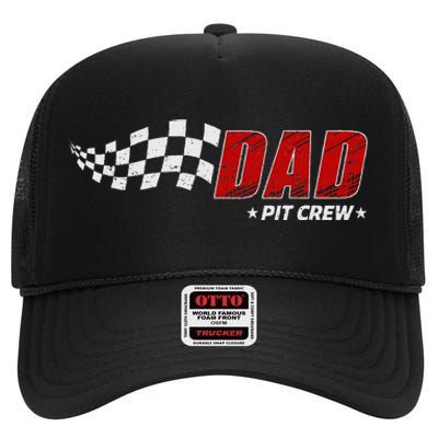 Dad Pit Crew Race Car Birthday Family Matching Pit Crew High Crown Mesh Back Trucker Hat