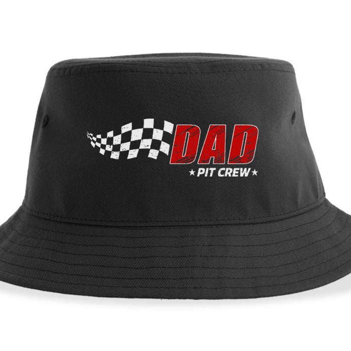 Dad Pit Crew Race Car Birthday Family Matching Pit Crew Sustainable Bucket Hat