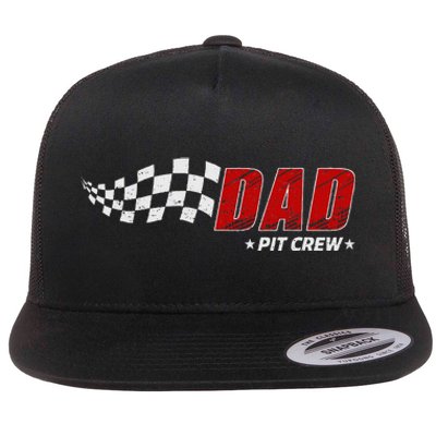 Dad Pit Crew Race Car Birthday Family Matching Pit Crew Flat Bill Trucker Hat