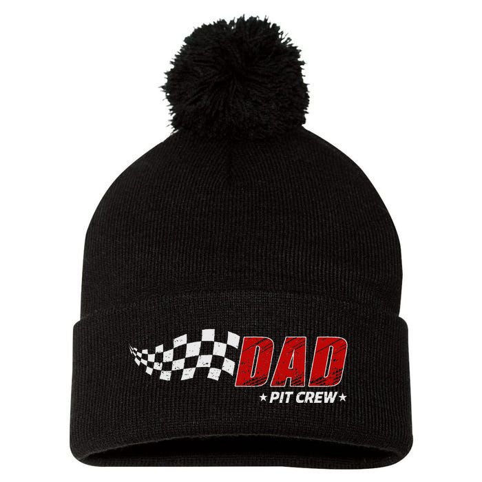 Dad Pit Crew Race Car Birthday Family Matching Pit Crew Pom Pom 12in Knit Beanie