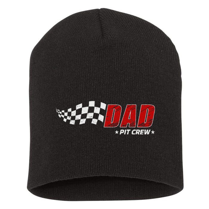 Dad Pit Crew Race Car Birthday Family Matching Pit Crew Short Acrylic Beanie