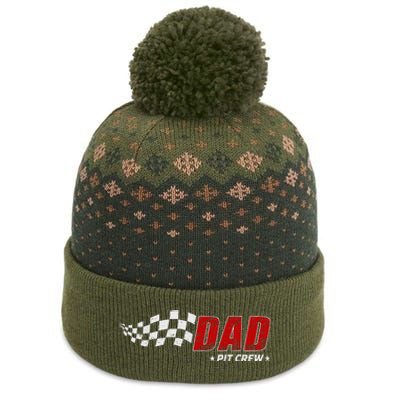 Dad Pit Crew Race Car Birthday Family Matching Pit Crew The Baniff Cuffed Pom Beanie