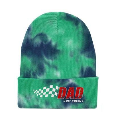 Dad Pit Crew Race Car Birthday Family Matching Pit Crew Tie Dye 12in Knit Beanie