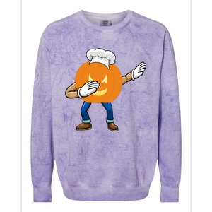 Dabbing Pumpkin Chef Gift Funny Halloween Chef Cool Gift Colorblast Crewneck Sweatshirt