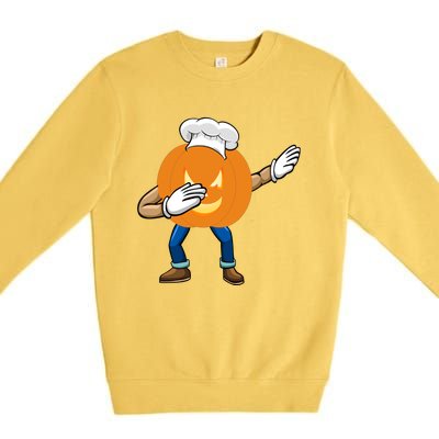 Dabbing Pumpkin Chef Gift Funny Halloween Chef Cool Gift Premium Crewneck Sweatshirt