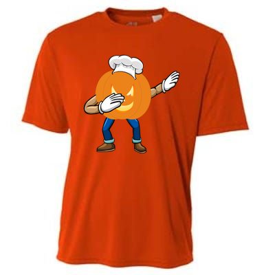 Dabbing Pumpkin Chef Gift Funny Halloween Chef Cool Gift Cooling Performance Crew T-Shirt