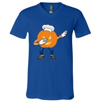 Dabbing Pumpkin Chef Gift Funny Halloween Chef Cool Gift V-Neck T-Shirt