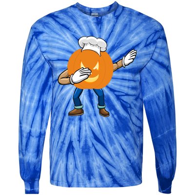 Dabbing Pumpkin Chef Gift Funny Halloween Chef Cool Gift Tie-Dye Long Sleeve Shirt