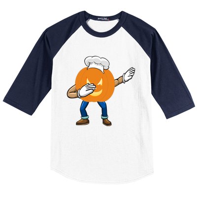 Dabbing Pumpkin Chef Gift Funny Halloween Chef Cool Gift Baseball Sleeve Shirt