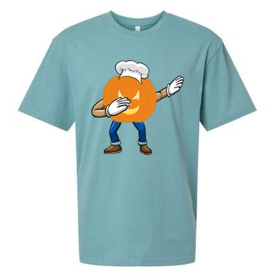 Dabbing Pumpkin Chef Gift Funny Halloween Chef Cool Gift Sueded Cloud Jersey T-Shirt