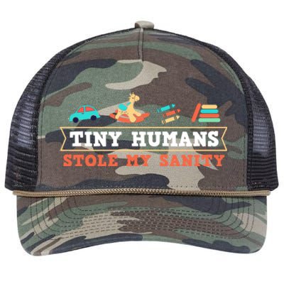 Daycare Provider Care Tiny Hu Stole My Sanity Funny Gift Retro Rope Trucker Hat Cap